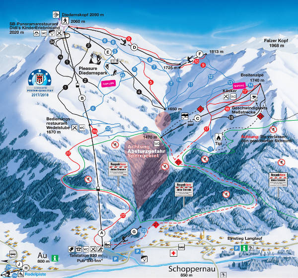 Au Schoppernau Ski Trail Map