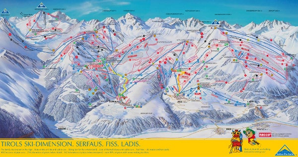 Ski Dimension, Serfaus, Fiss Ladis Ski Trail Map