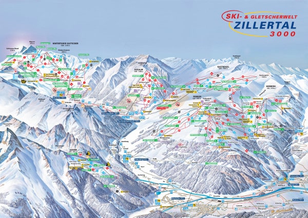 Zillertal 3000 Ski Resort Ski Trail Map