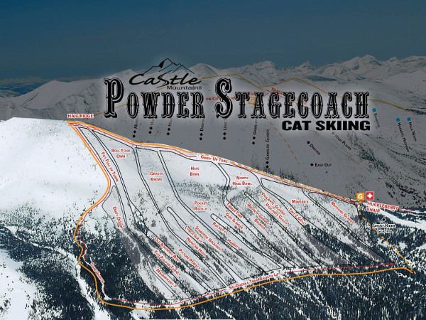 Castle Mountain, Cat Skiing Trail Map