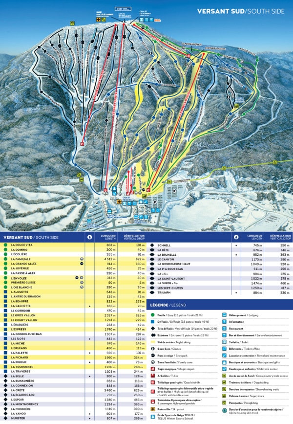 Mont Sainte Anne Ski Resort Ski Trail Map South