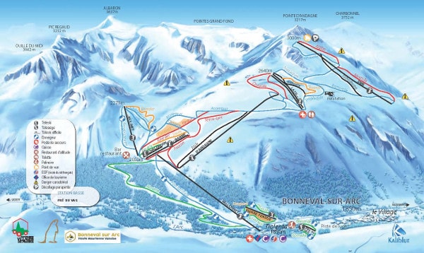 Bonneval sur Arc Ski Trail Map