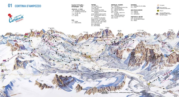 Cortina d'Ampezzo, Italy Ski Trail Map