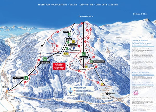 Sillian Ski Resort Ski Trail Map