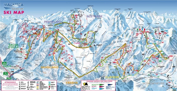 Vialattea Ski Trail Map