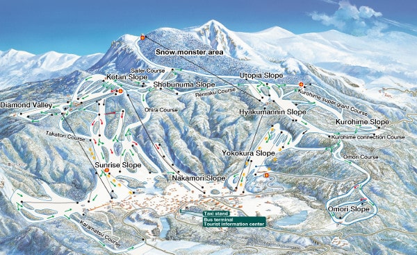 Zao Onsen Ski Trail Map