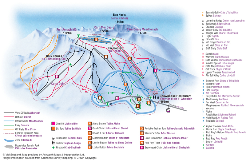 Nevis Range Ski Resort Ski Trail Map