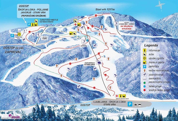 Stari VRH Ski Resort Ski Trail Map