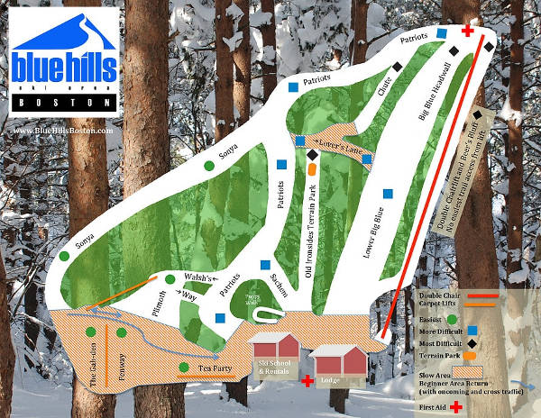 Blue Hills Ski Resort Ski Map