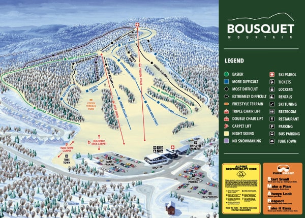 Bousquet Mountain Ski Resort Ski Trail Map