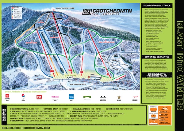 Crotched Mountain Ski Resort Ski Trail Map