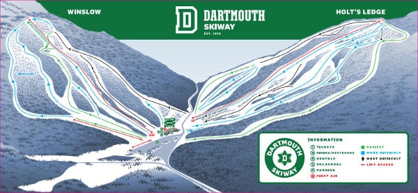 Dartmouth Skiway Ski Resort Ski Trail Map