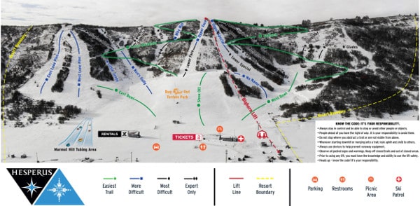Ski Hesperus, Colorado Ski Resort Ski Trail Map