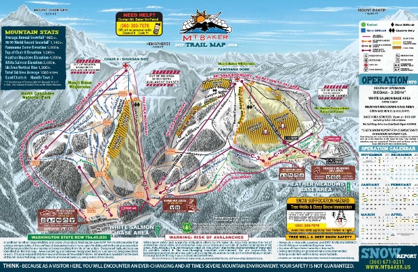 Mount Baker Ski Resort Ski Trail Map