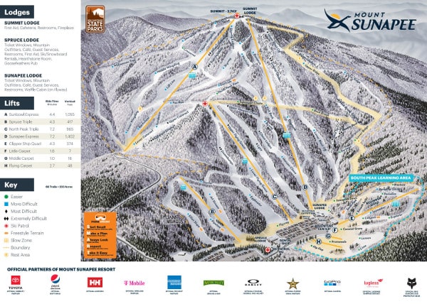 Mount Sunapee Ski Resort Ski Trail Map