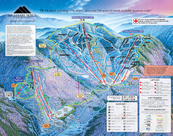 Smugglers' Notch Ski Resort Ski Trail Map