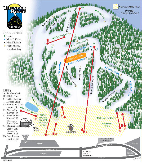 Thunder Ridge Ski Resort Ski Trail Map