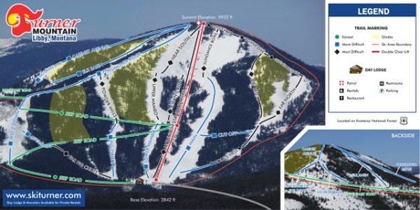 Turner Mountain Ski Resort Ski Trail Map