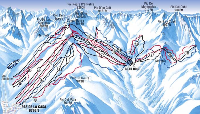 Pas de la Casa Ski Resort Ski Map