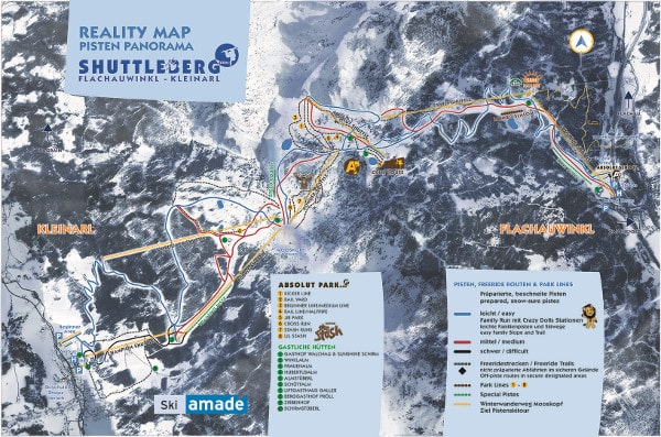 Flachauwinkl Kleinarl Ski Resort Ski Trail Map