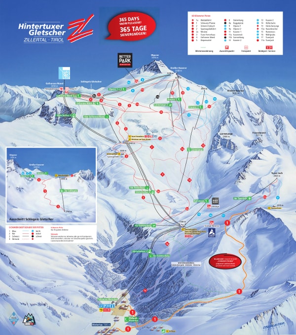 Hintertux Glacier Ski Resort Ski Trail Map