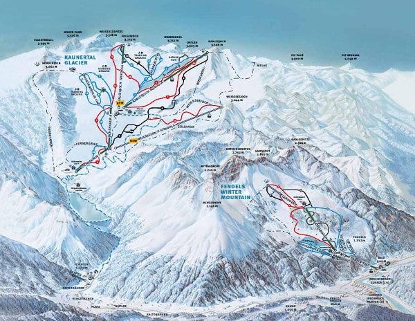 Kaunertal Glacier Ski Resort Ski Trail Map