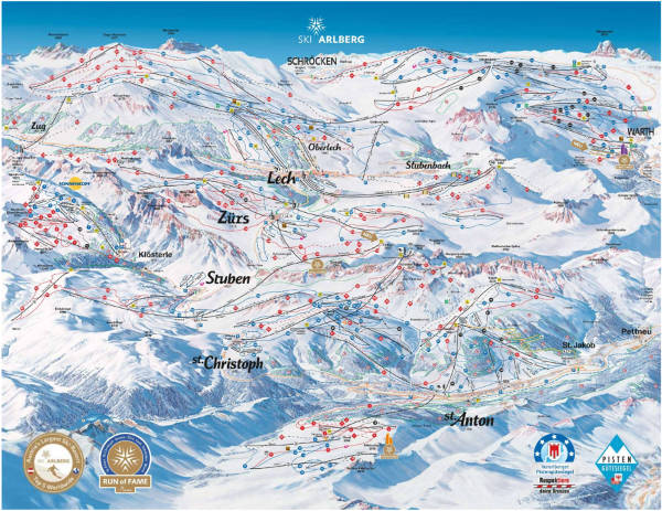 Lech Zürs Ski Resort Ski Trail Map