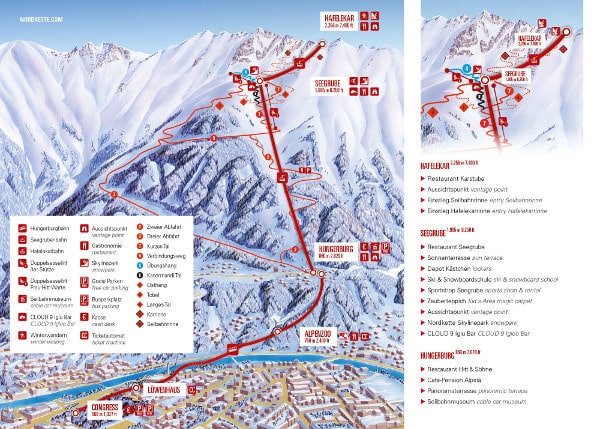 Nordpark Seegrube Ski Resort Ski Trail Map