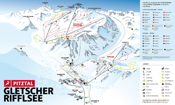 Pitztal Glacier and Rifflsee Ski Trail Map
