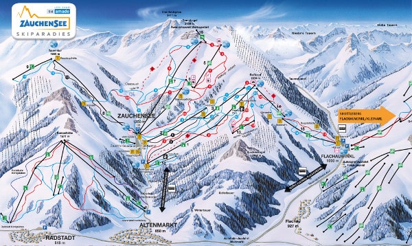 Zauchensee Ski Resort Ski Trail Map