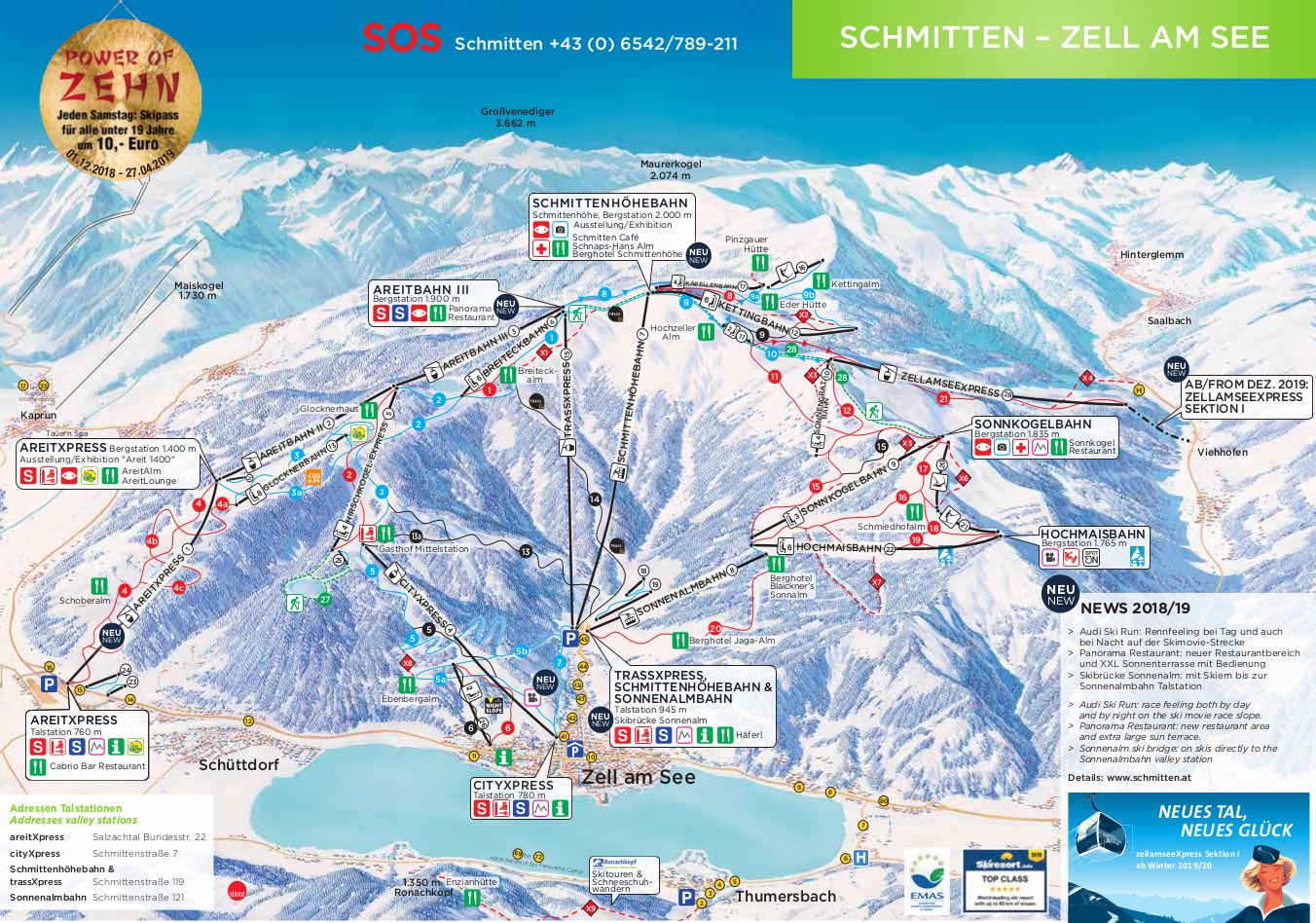 Zell Am See Ski Trail Map 2019 