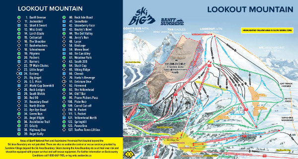 Banff Lookout Mountain Ski Trail Map