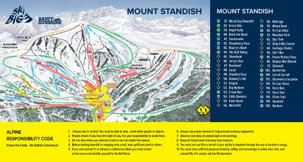 Banff Mount Standish Ski Trail Map