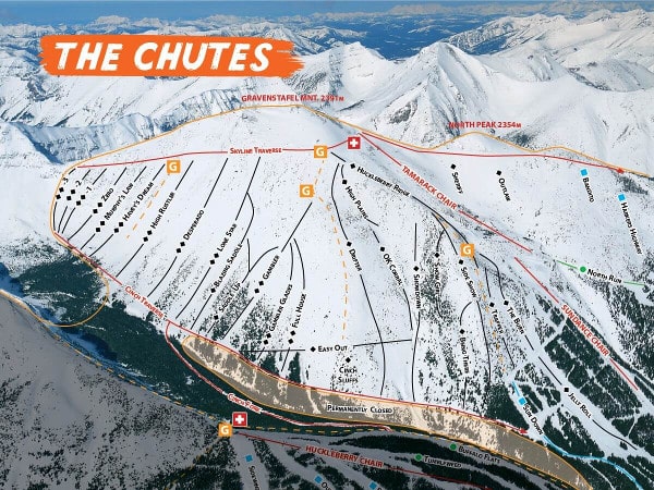 Castle Mountain The Chutes Ski Trail Map