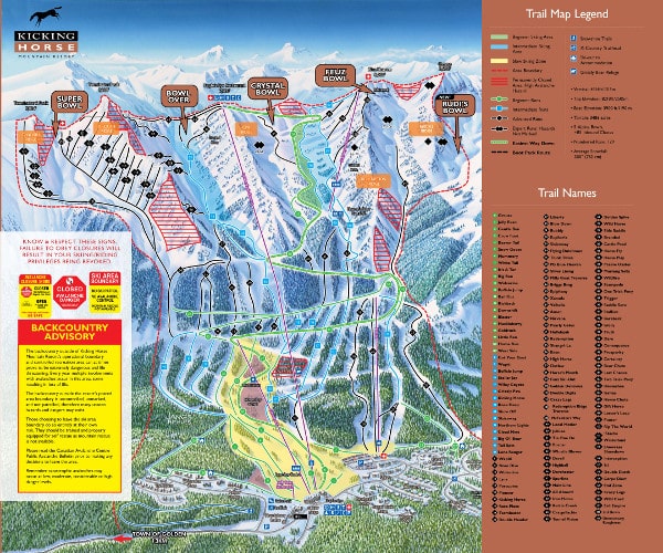 Kicking Horse Ski Resort Ski Trail Map
