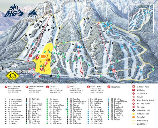 Mount Norquay Ski Resort Ski Trail Map