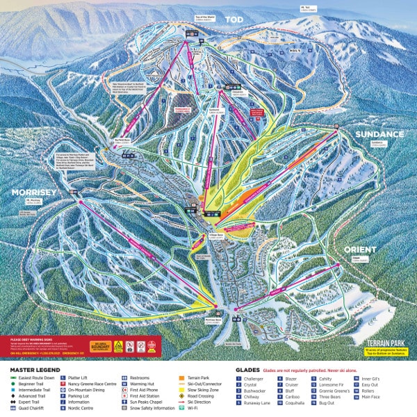 Sun Peaks Ski Resort Ski Trail Map