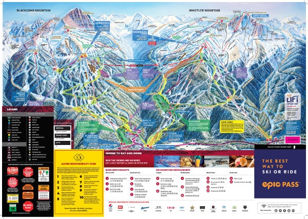 Whistler Blackcomb Ski Resort Ski Trail Map
