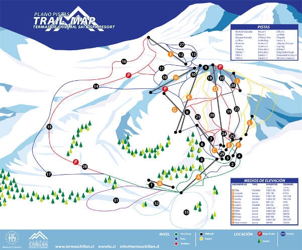Termas de Chillan Ski Trail Map