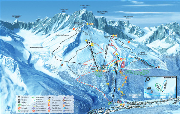 Argentiere Grand Montets Ski Trail Map