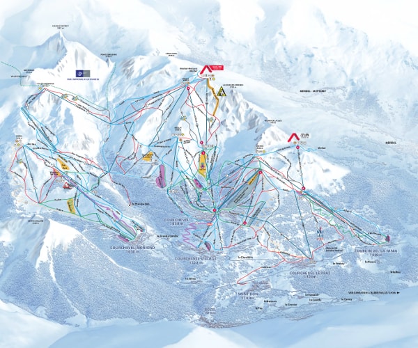 La Tania Valley Ski Resort Ski Trail Map
