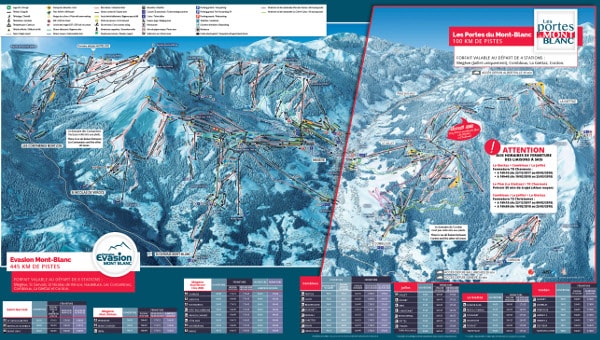 Les Portes du Mont Blanc Ski Trail Map