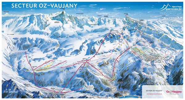 Oz en Oisans Ski Trail Map