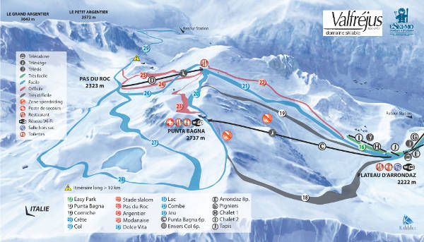 Valfrejus Punta Bagna Ski Resort Ski Trail Map