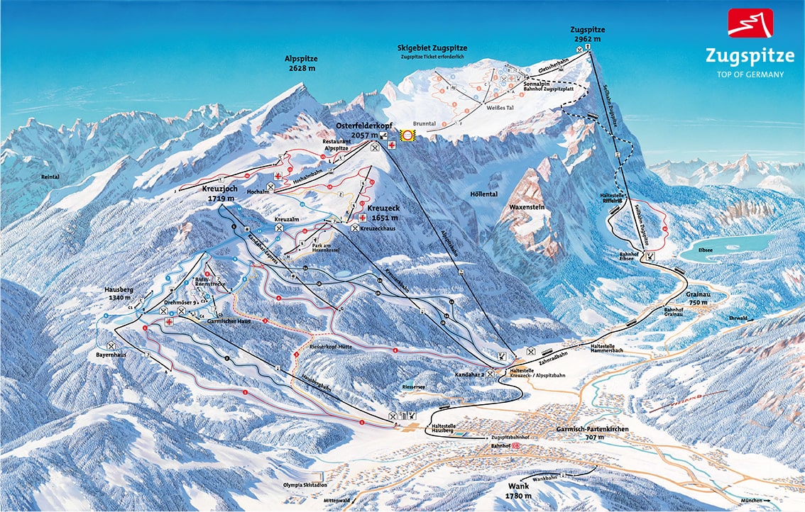 Garmisch-Partenkirchen Ski Resort Ski Trail Map