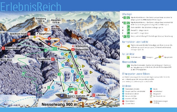 Nesselwang Ski Resort Ski Trail Map