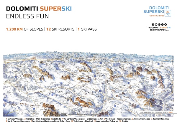 Dolomiti Superski Ski Trail Map