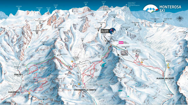 Monterosa Ski Resort Ski Trail Map