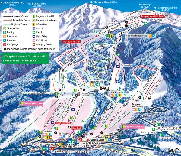Tsugaike Kogen Ski Trail Map