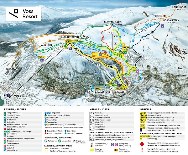 Voss Ski Resort Ski Trail Map